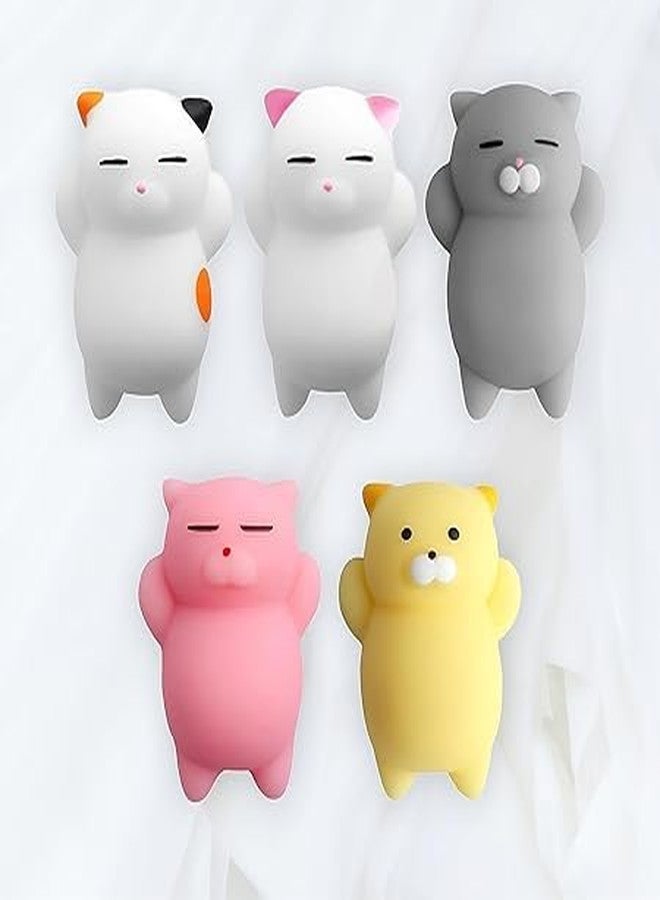 ANAB GI ألعاب ANAB GI Kawaii Mochi Squishy Toys - ألعاب حيوانات صغيرة لتخفيف التوتر، هدايا مثالية لحفلات أعياد ميلاد الأطفال (قطط، عبوة من 5 قطع) - Image 1